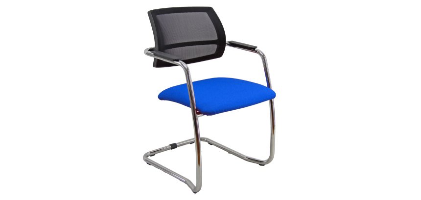 Sedia su slitta schienale in rete UNISIT Lithium LTLTN/KB Ecopelle blu