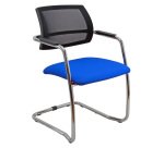 Sedia su slitta schienale in rete UNISIT Lithium LTLTN/TB Target blu
