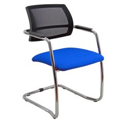 Sedia su slitta schienale in rete UNISIT Lithium LTLTN/TB Target blu