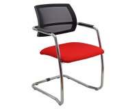 Sedia su slitta schienale in rete UNISIT Lithium LTLTN/KR Ecopelle rosso