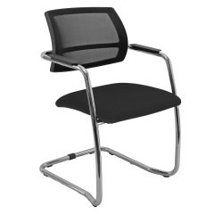 Sedia su slitta schienale in rete UNISIT Lithium LTLTN/KN Ecopelle nero
