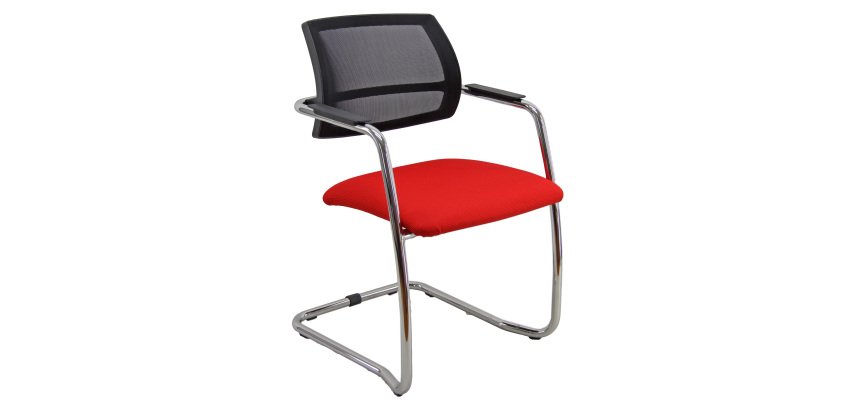 Sedia su slitta schienale in rete UNISIT Lithium LTLTN/IR Ignifugo PPL rosso