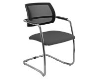 Sedia su slitta schienale in rete UNISIT Lithium LTLTN/IT Ignifugo PPL antracite