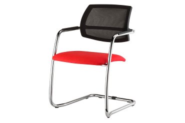 Sedia su slitta UNISIT Lithium LTLTN/ER Eco Poliestere rosso schienale in rete