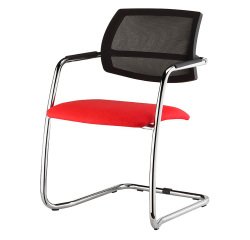 Sedia su slitta UNISIT Lithium LTLTN/ER Eco Poliestere rosso schienale in rete