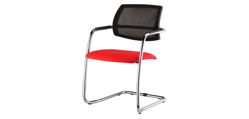 Sedia su slitta UNISIT Lithium LTLTN/ER Eco Poliestere rosso schienale in rete