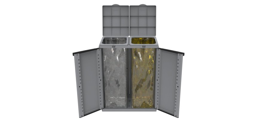 Armadietto per la raccolta differenziata dei rifiuti Terry Store-Age Ecoline 2 grigio 110 lt 68 x 39 x 88,7 cm
