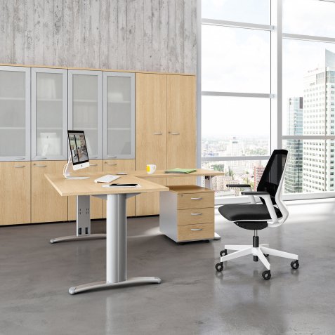 Armadio alto Quadrifoglio 2 ante basse 2 ante vetro Bianco 900 x 450 x 2.000 mm