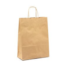 Buste shopper con cordino – carta Biokraft colore avana - Dimensioni (H x L x P): 29 x 22x 10 cm - 25 unità