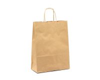 Buste shopper con cordino – carta Biokraft colore avana - Dimensioni (H x L x P): 29 x 22x 10 cm - 25 unità