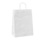 Buste shopper con cordino – carta kraft bianca - Dimensioni (H x L x P): 41 x 36 x 12 cm - 25 unità