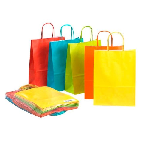 Buste shopper con cordino - colori assortiti Primavera Estate - Dimensioni (H x L x P): 29 x 22x 10 cm - 25 unità