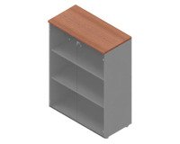 Mobile con ante in vetro fumé medio Miami 2 ripiani l 90 x p 45 x h 123,2 cm colore noce