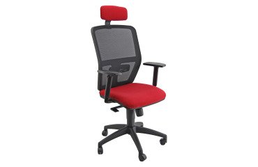 Sedia girevole con schienale in rete UNISIT Kemper KMAPG Eco rosso