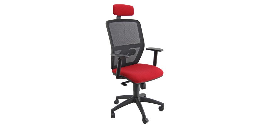 Sedia girevole con schienale in rete UNISIT Kemper KMAPG Eco rosso