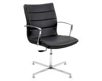 Sedia interlocutore con elevazione a gas UNISIT Aquarius AQD4/PN Vera pelle nero