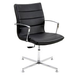 Sedia interlocutore con elevazione a gas UNISIT Aquarius AQD4/PN Vera pelle nero