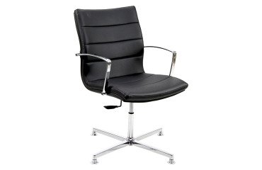 Sedia interlocutore con elevazione a gas UNISIT Aquarius AQD4/PN Vera pelle nero