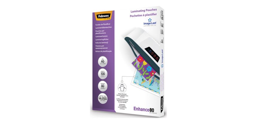 Fellowes ImageLast Enhance Laminating Pouch A5 Glossy 2 x 80 (160 Microns) Transparent Pack of 100