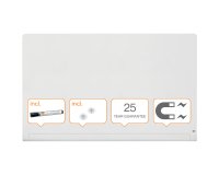 Lavagna magnetica in vetro Nobo Impression Pro con vassoio porta accessori nascosto bianco brillante 190 x 100 cm