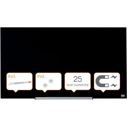Nobo Impression Pro Wall Mountable Magnetic Whiteboard Glass 100 x 56 cm Black