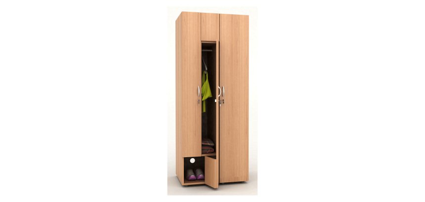 Armadio spogliatoio 2 posti con ante a Z in legno l 40 x p 52 x h 185 cm