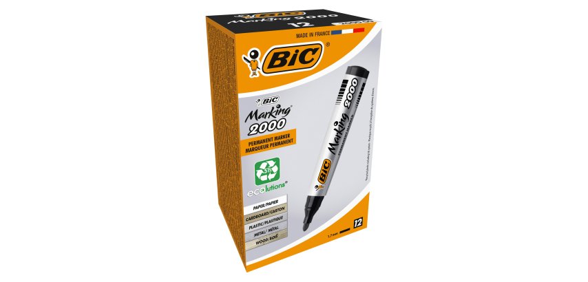 BIC Marking 2000 Permanent Marker Medium Bullet 2 mm Black Pack of 12
