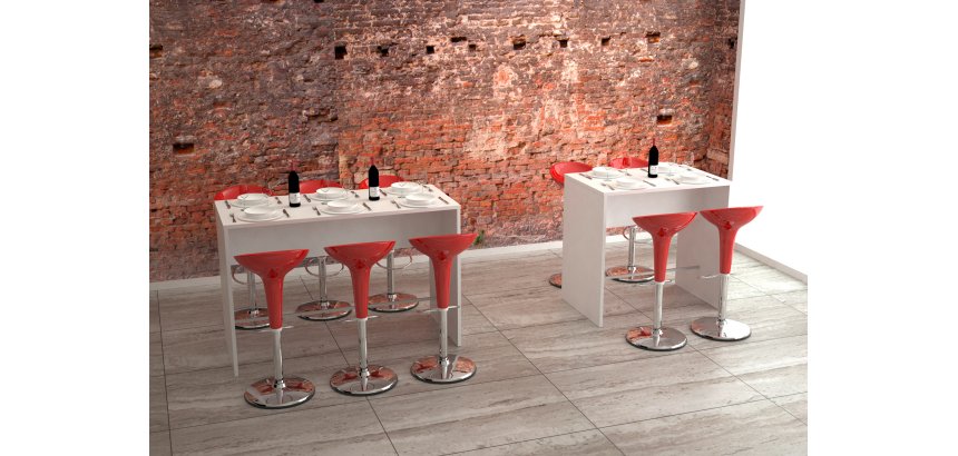 High dining table, white, depth 70 cm, height 105 cm