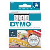 Dymo D1 S0720780 / 43613 Authentic Label Tape Self Adhesive Black Print on White 6 mm x 7m