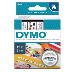 DYMO S0720780 Nastro Standard D1, 6 mm x 7 m, Nero su Bianco