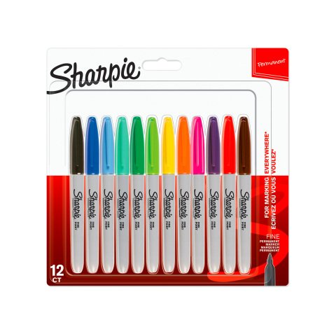 Sharpie Permanent Marker 1 mm Assorted 12 Pieces