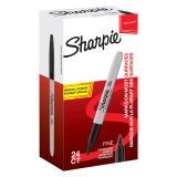 Sharpie Permanent Marker Fine Bullet 1 mm Black Waterproof Pack of 24