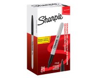 Sharpie Permanent Marker Fine Bullet 1 mm Black Waterproof Pack of 24