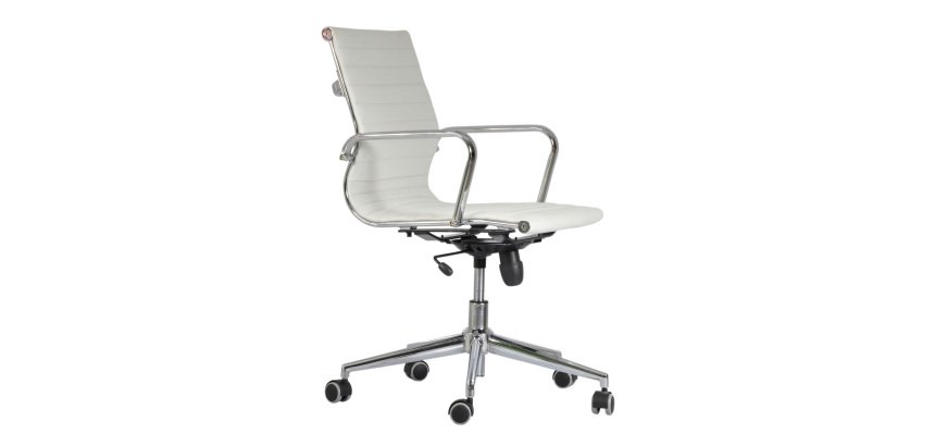 Sedia Direzionale Star schienale basso in similpelle bianco