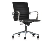 Sedia Direzionale Star schienale basso in similpelle nero