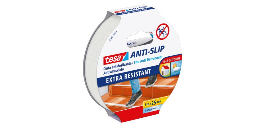 Nastro antiscivolo tesa® trasparente, 25 mm x 5 m