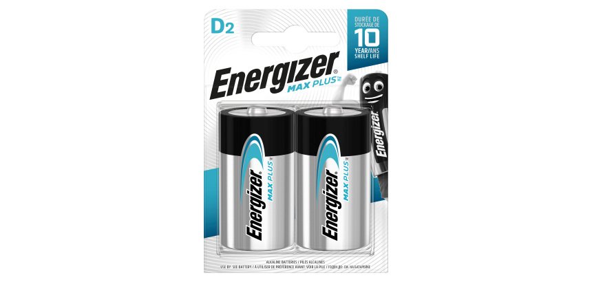 Energizer D Alkaline Batteries Max Plus LR20 1.5V Pack of 2