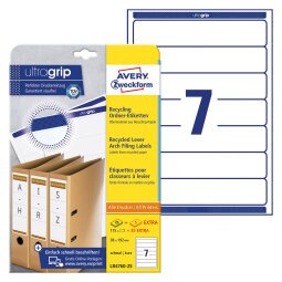 AVERY Lever Arch File Labels LR4760-25 UltraGrip White A4 38 x 192 mm 30 Sheets of 7 Labels