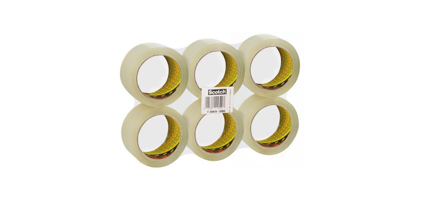 Scotch Low Noise Packaging Tape 309 50mm x 66m Transparent 6 Rolls