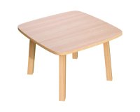 Paperflow Side Table with Beech Coloured Medium-Density Fibreboard & Lacquered Solid Wood Top and 4 Feet Legs Woody 600 x 600 x 400mm