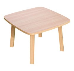 Paperflow Side Table with Beech Coloured Medium-Density Fibreboard & Lacquered Solid Wood Top and 4 Feet Legs Woody 600 x 600 x 400mm
