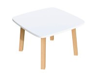 Paperflow Side Table with White & Beech Coloured Medium-Density Fibreboard & Lacquered Solid Wood Top and 4 Feet Legs Woody 600 x 600 x 400mm