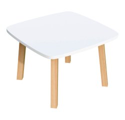 Paperflow Side Table with White & Beech Coloured Medium-Density Fibreboard & Lacquered Solid Wood Top and 4 Feet Legs Woody 600 x 600 x 400mm