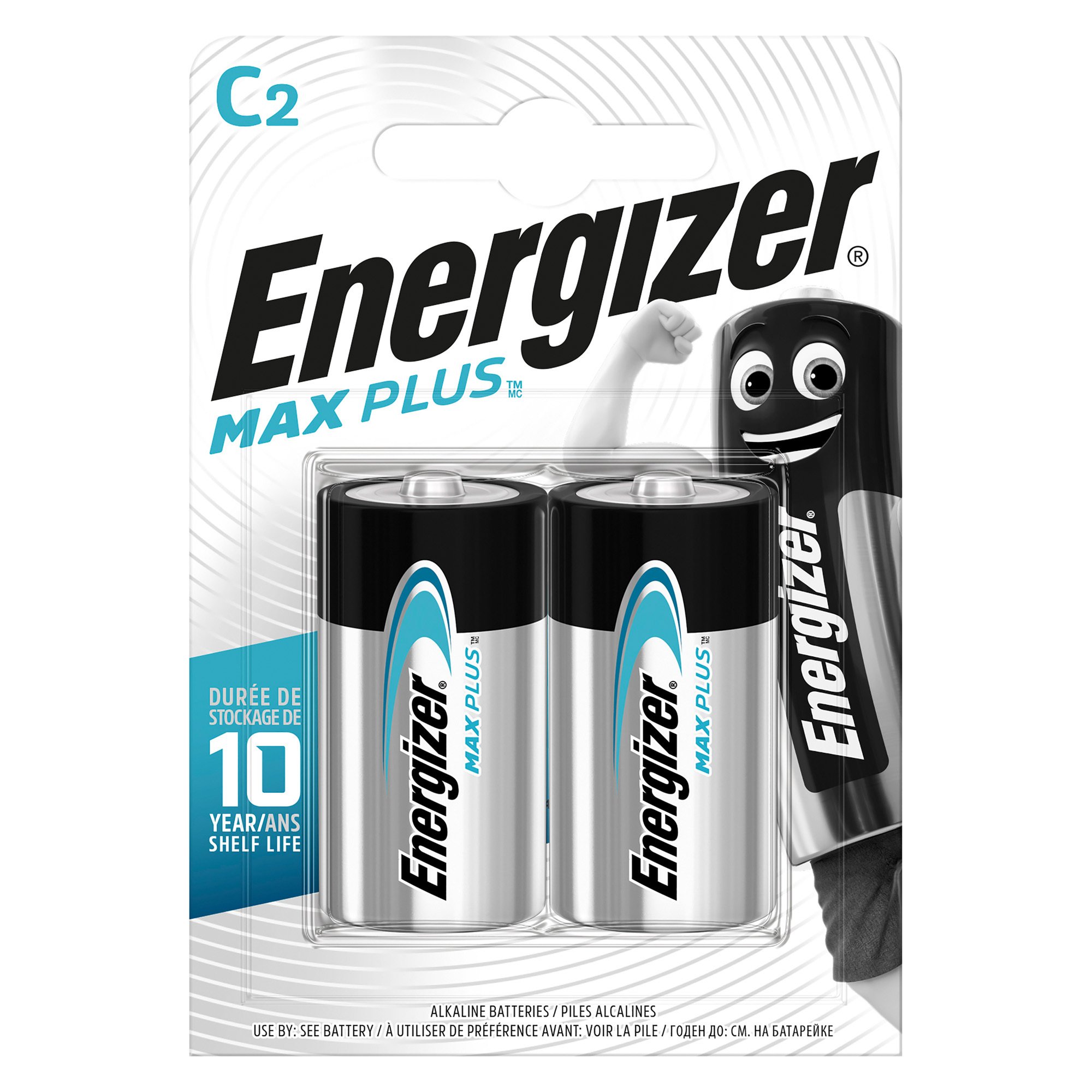 Energizer C Alkaline Batteries Max Plus LR14 1.5V Pack of 2