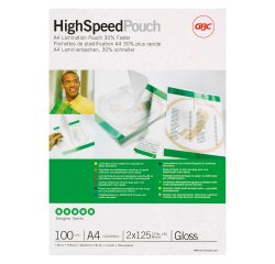 GBC Laminating Pouch A4 Glossy 2 x 125 (250 Microns) Transparent Pack of 100