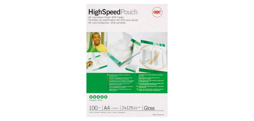 Buste Pouches per plastificazione GBC High Speed 2x125 µ A4 trasparente 100 unità