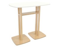Paperflow Rectangular High Table with White MDF Veneer Top and Beech Coloured Frame Woody 1140 x 750 x 1100mm