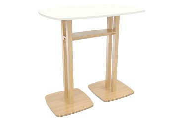 Paperflow Rectangular High Table with White MDF Veneer Top and Beech Coloured Frame Woody 1140 x 750 x 1100mm