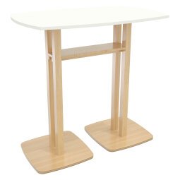Paperflow Rectangular High Table with White MDF Veneer Top and Beech Coloured Frame Woody 1140 x 750 x 1100mm