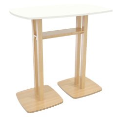 Paperflow Rectangular High Table with White MDF Veneer Top and Beech Coloured Frame Woody 1140 x 750 x 1100mm